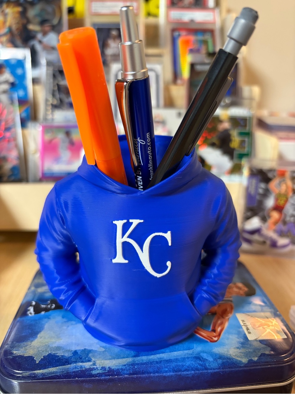 3D Printed KC Royal Blue Hoodie Pencil Holder Desk Organizer
